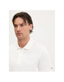 Polo texturé à manches courtes blanc homme - Tommy Jeans