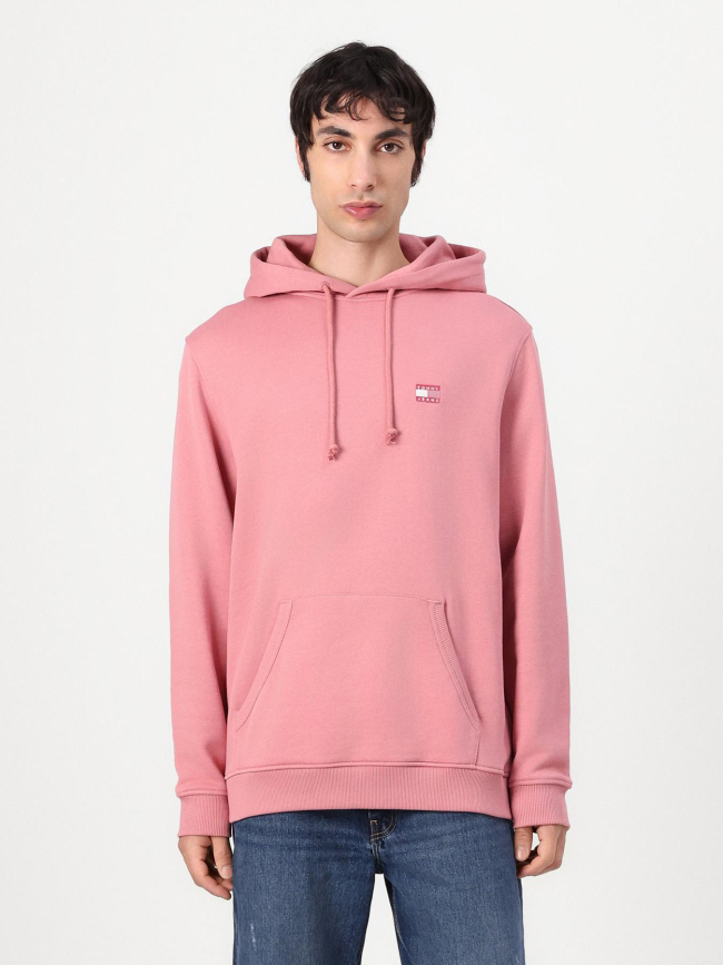 Sweat à capuche tommy badge rose homme - Tommy Jeans