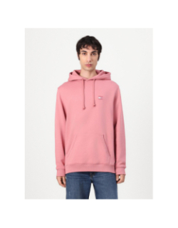 Sweat à capuche tommy badge rose homme - Tommy Jeans