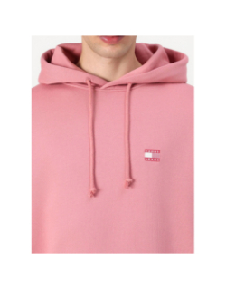 Sweat à capuche tommy badge rose homme - Tommy Jeans