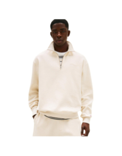 Sweat à tissage alvéolé et col zippé beige homme - Tommy Jeans