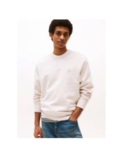 Sweat chiné regular à badge beige homme - Tommy Jeans