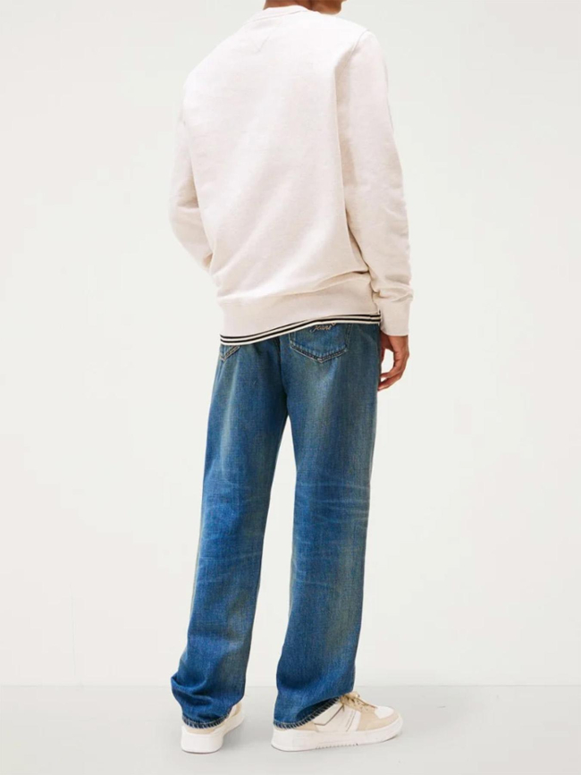 Sweat chiné regular à badge beige homme - Tommy Jeans