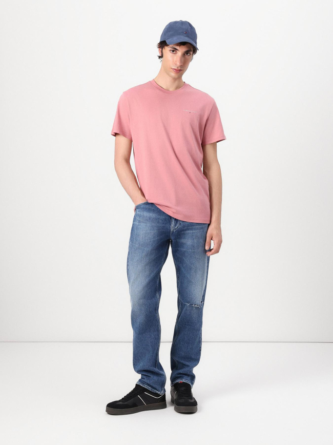T-shirt ajusté à logo linéaire rose homme - Tommy Jeans