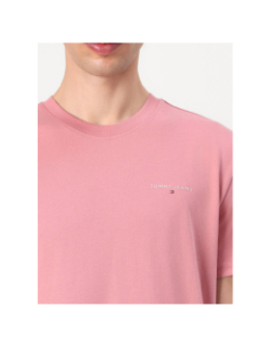 T-shirt ajusté à logo linéaire rose homme - Tommy Jeans