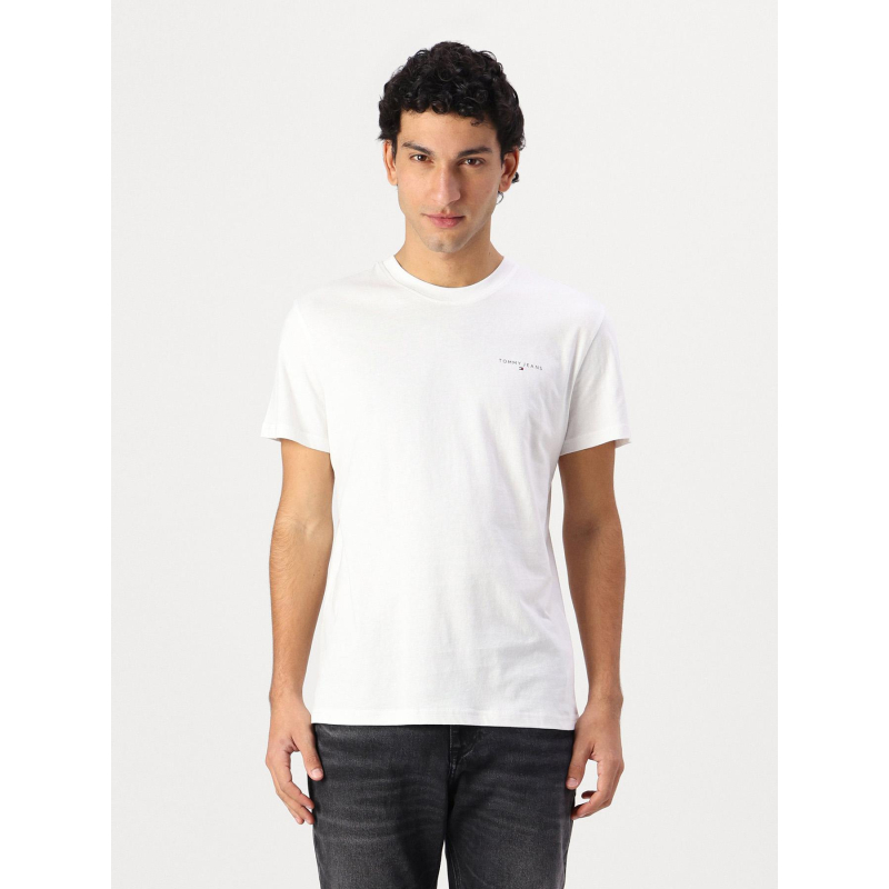 T-shirt ajusté à logo linéaire blanc homme - Tommy Jeans