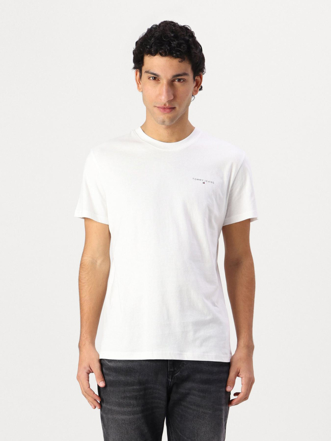 T-shirt ajusté à logo linéaire blanc homme - Tommy Jeans