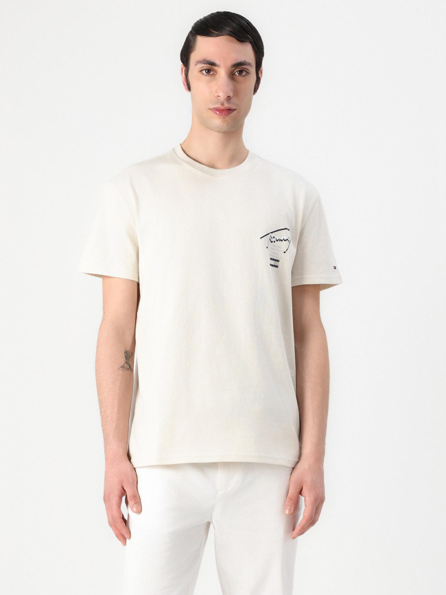 T-shirt à logo signature au dos beige homme - Tommy Hilfiger