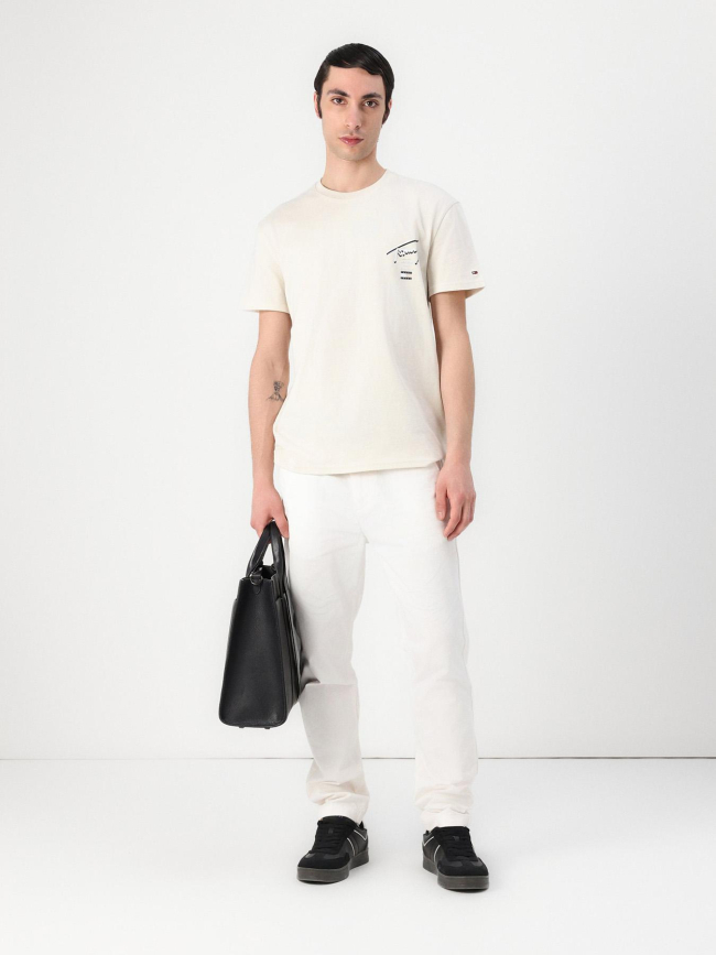 T-shirt à logo signature au dos beige homme - Tommy Hilfiger