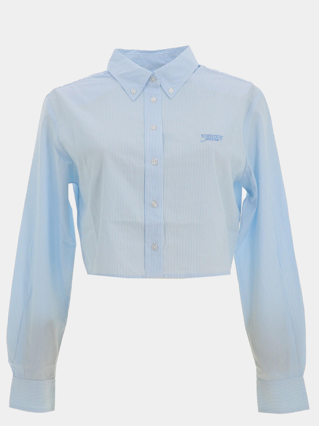 Chemise crop à rayures bleu et blanc femme - Tommy Jeans
