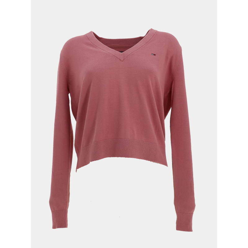 Pull en coton à col v essential rose femme - Tommy Jeans