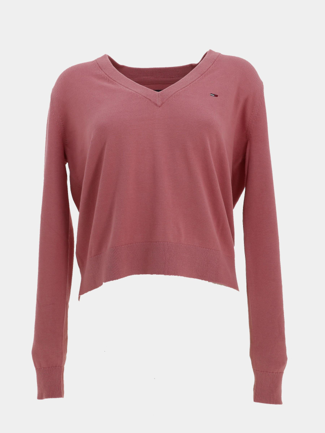 Pull en coton à col v essential rose femme - Tommy Jeans