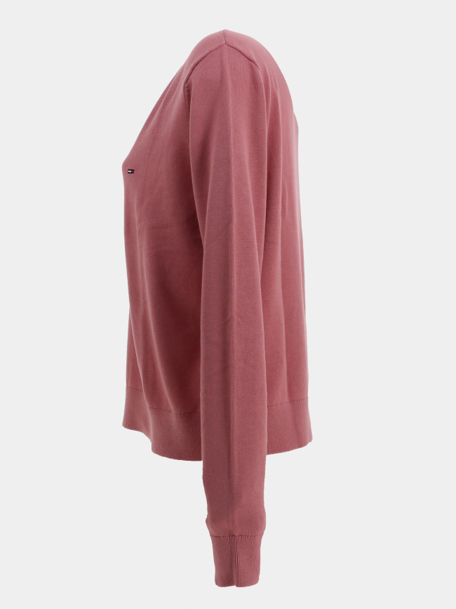 Pull en coton à col v essential rose femme - Tommy Jeans