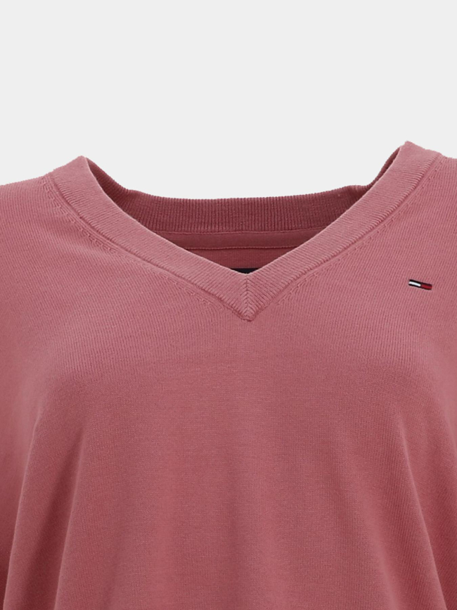 Pull en coton à col v essential rose femme - Tommy Jeans