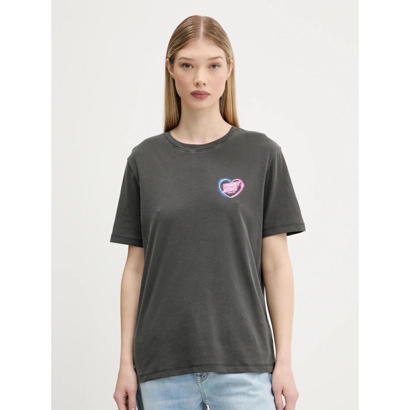 T-shirt large effet vintage rétro néon noir femme - Tommy Jeans