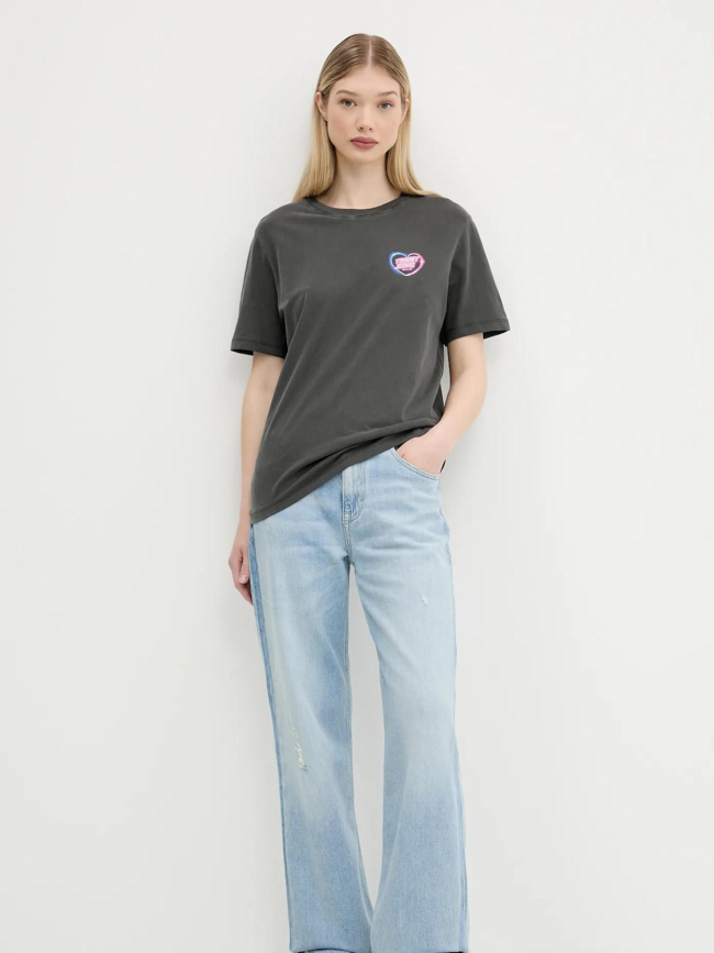 T-shirt large effet vintage rétro néon noir femme - Tommy Jeans