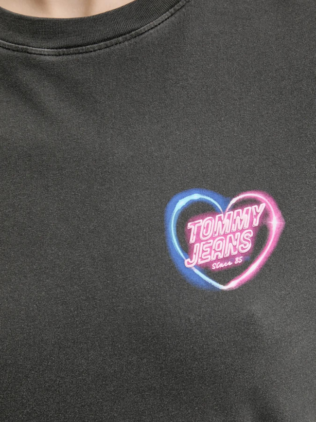 T-shirt large effet vintage rétro néon noir femme - Tommy Jeans