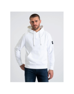 Sweat à capuche badge hoodie blanc homme - Calvin Klein Jeans