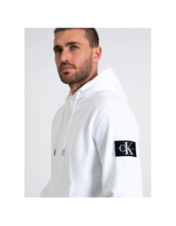 Sweat à capuche badge hoodie blanc homme - Calvin Klein Jeans