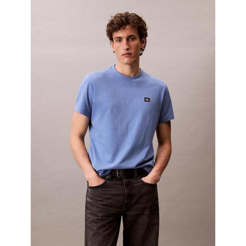 T-shirt en coton avec insigne bleu homme - Calvin Klein Jeans