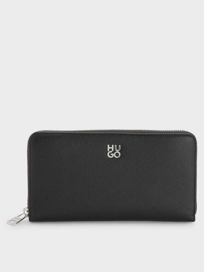 Portefeuille en simili cuir à logo revisité noir femme - Hugo