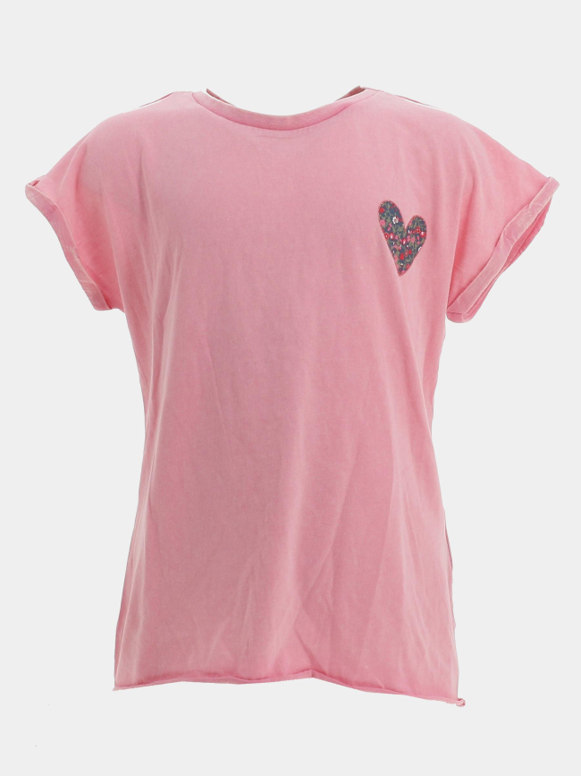 T-shirt love lucy life rock rose fille - Only