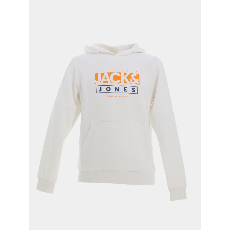 Sweat à capuche seven blanc orange homme - Jack & Jones