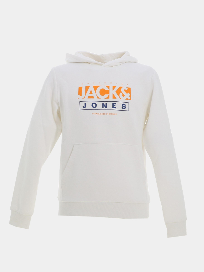 Sweat à capuche seven blanc orange homme - Jack & Jones