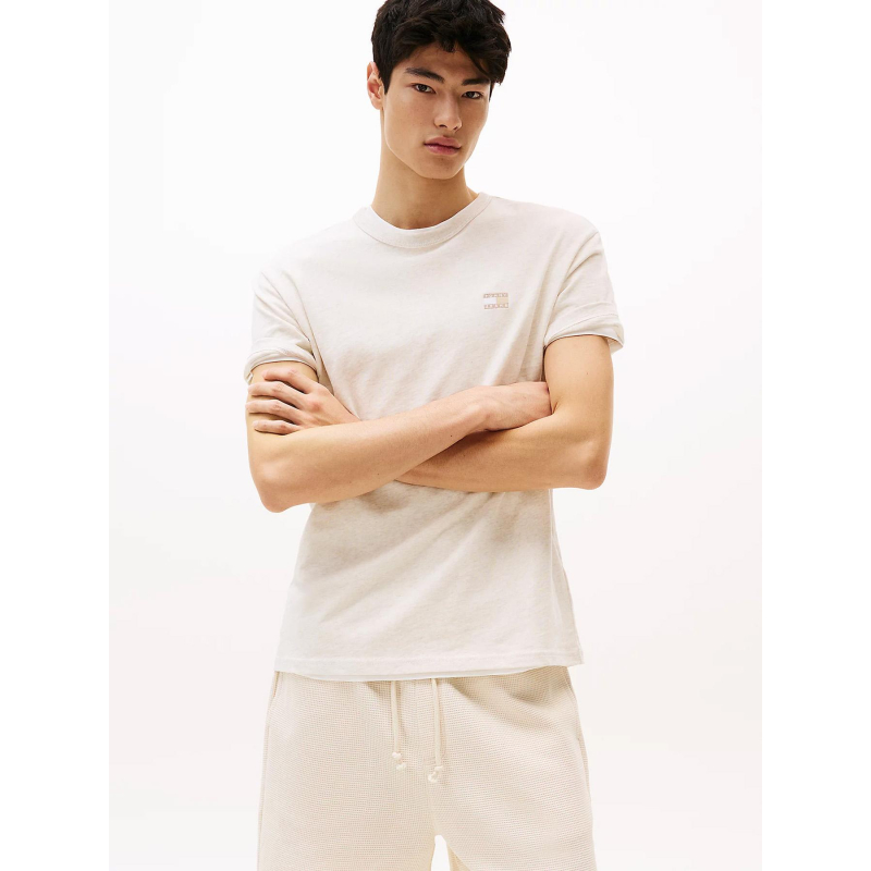 T-shirt badge ton sur ton beige homme - Tommy Jeans