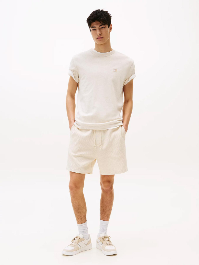 T-shirt badge ton sur ton beige homme - Tommy Jeans