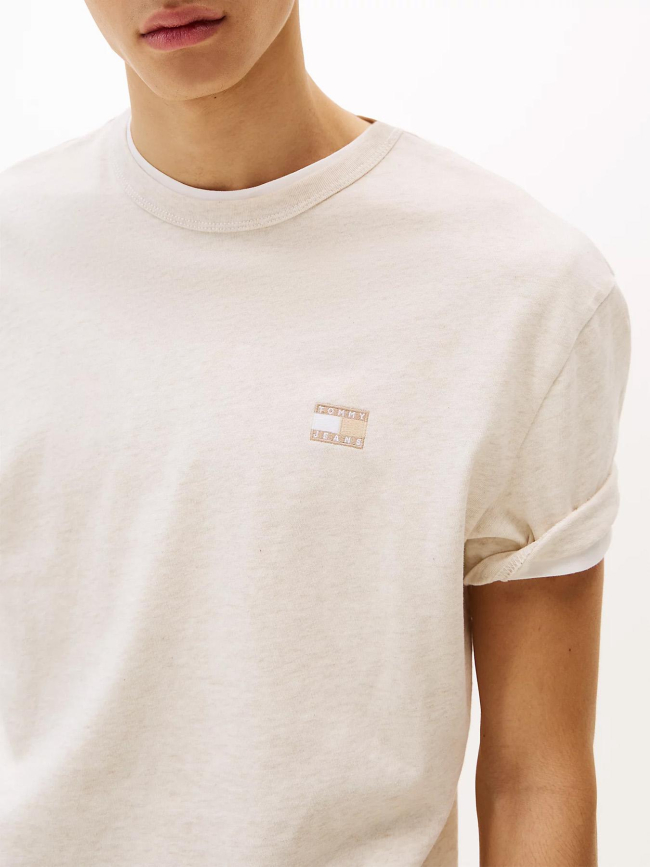 T-shirt badge ton sur ton beige homme - Tommy Jeans