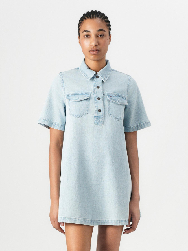 Robe chemise courte trapèze en denim bleu femme - Tommy Jeans