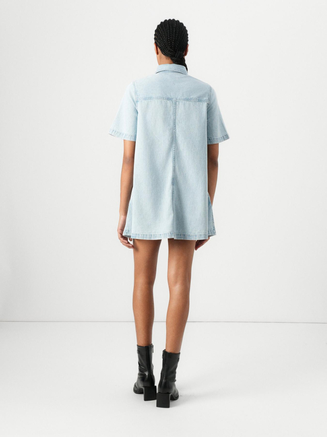 Robe chemise courte trapèze en denim bleu femme - Tommy Jeans