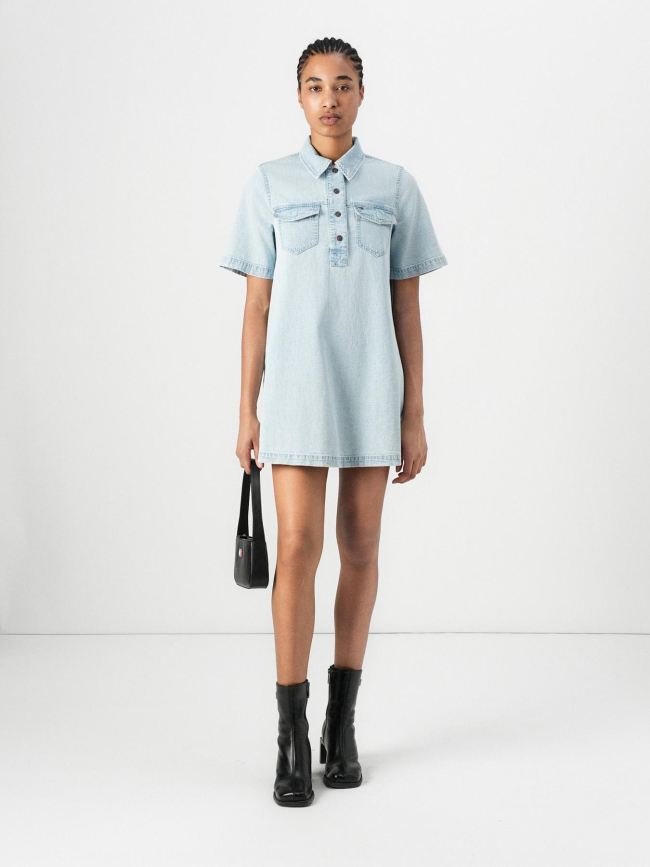 Robe chemise courte trapèze en denim bleu femme - Tommy Jeans