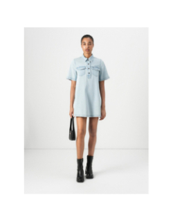 Robe chemise courte trapèze en denim bleu femme - Tommy Jeans