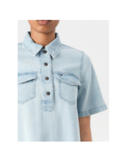 Robe chemise courte trapèze en denim bleu femme - Tommy Jeans