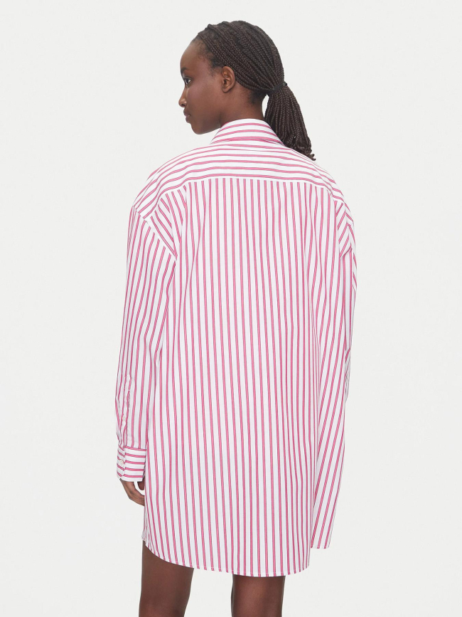 Robe chemise oversize courte a rayures blanc femme - Tommy Jeans