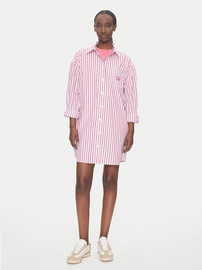 Robe chemise oversize courte a rayures blanc femme - Tommy Jeans