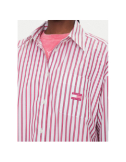 Robe chemise oversize courte a rayures blanc femme - Tommy Jeans