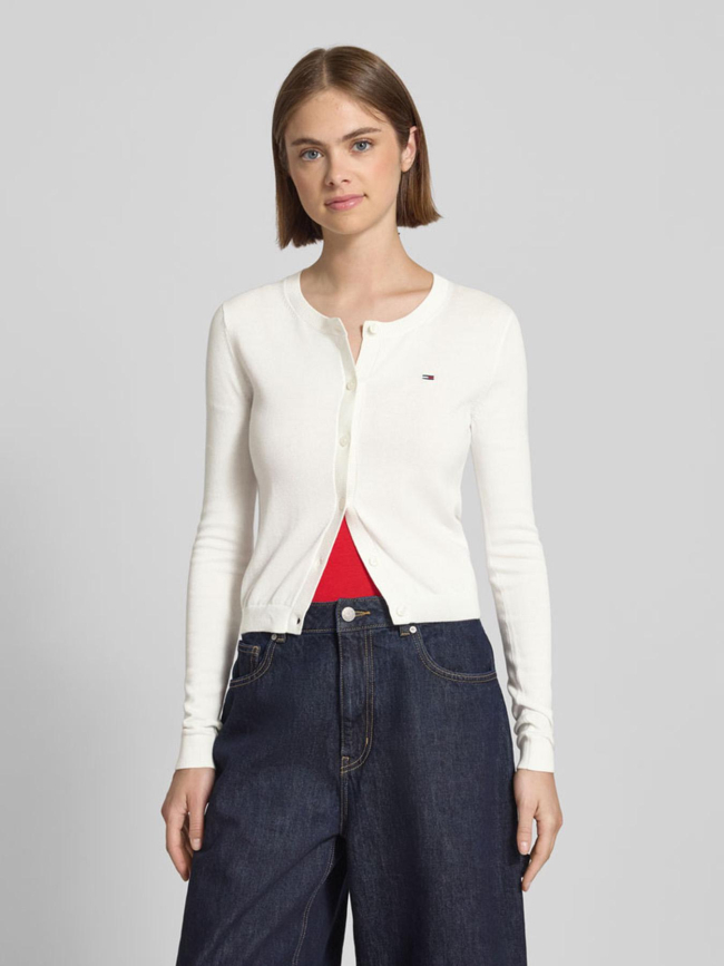 Cardigan ajusté à col ras-du-cou blanc femme - Tommy Jeans
