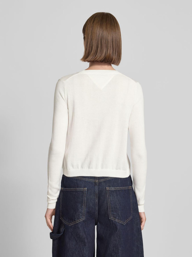Cardigan ajusté à col ras-du-cou blanc femme - Tommy Jeans