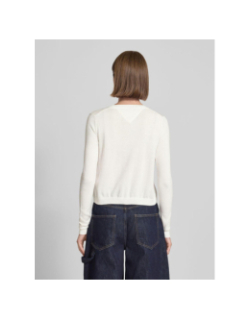 Cardigan ajusté à col ras-du-cou blanc femme - Tommy Jeans