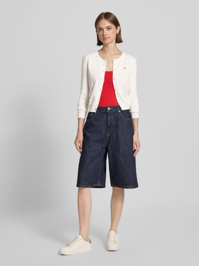 Cardigan ajusté à col ras-du-cou blanc femme - Tommy Jeans
