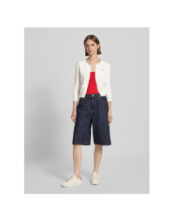 Cardigan ajusté à col ras-du-cou blanc femme - Tommy Jeans