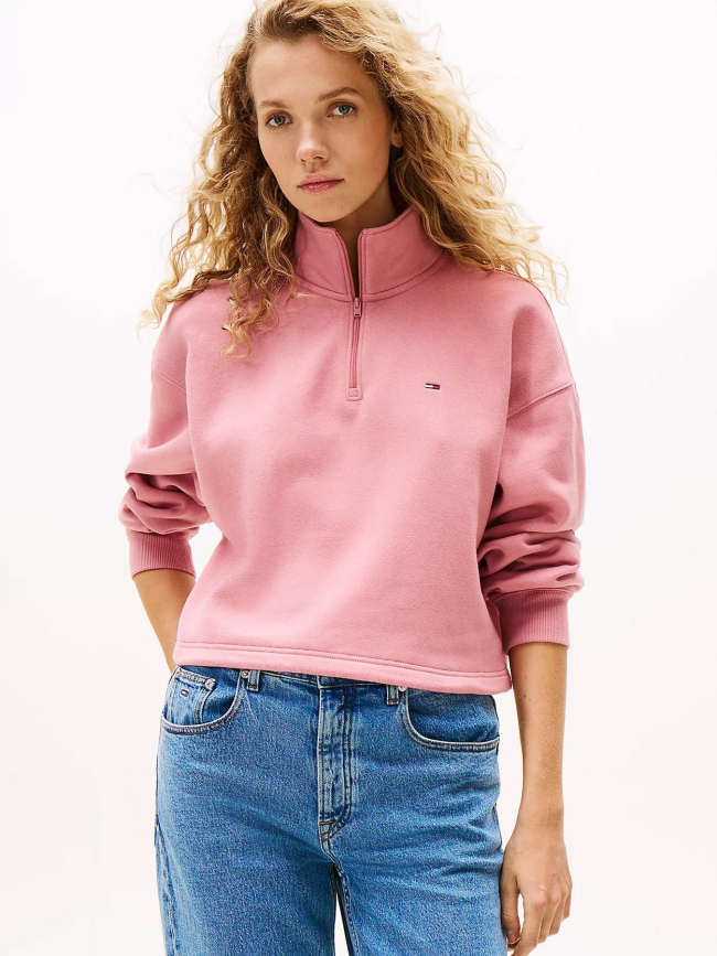 Sweat boxy court zippé rose femme - Tommy Jeans