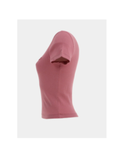 T-shirt ajusté côtelé à manches courtes rose femme - Tommy Jeans