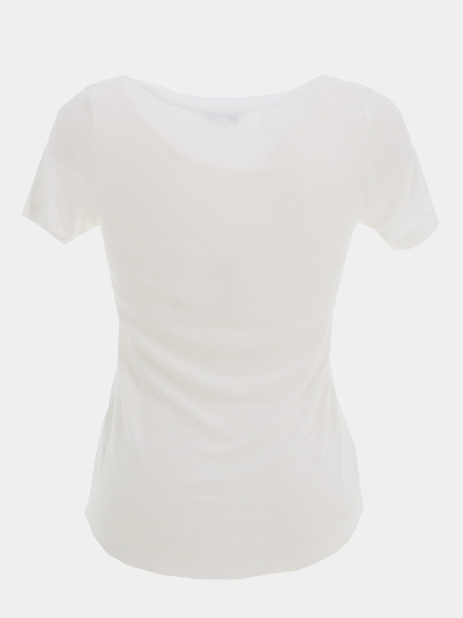 T-shirt ajusté côtelé à manches courtes blanc femme - Tommy Jeans
