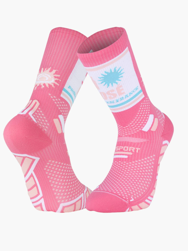 Paire de chaussettes de trail collector cocktail rose adulte - BV Sport