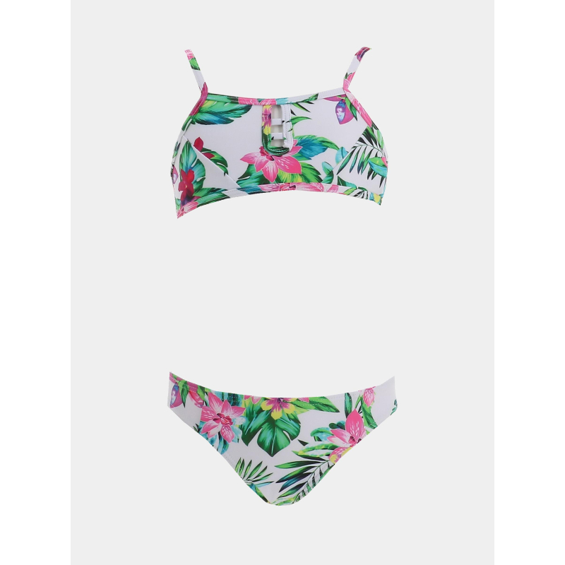 Maillot de bain 2 pièces à fleurs candy blanc fille - Lagon Bleu