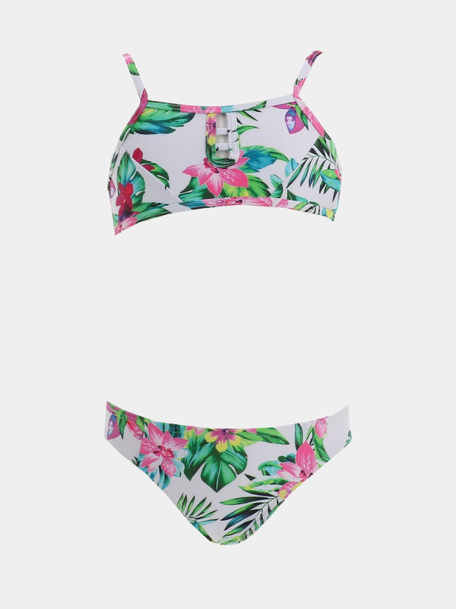 Maillot de bain 2 pièces à fleurs candy blanc fille - Lagon Bleu